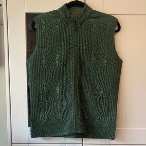 Men's Green Knit Zip-Front Sweater Vest